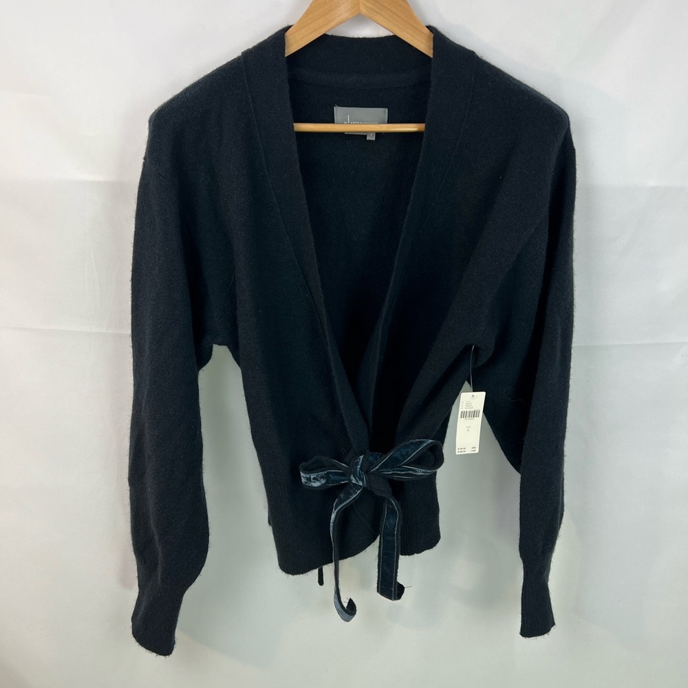 Anthropologie Black Cardigan with Tie